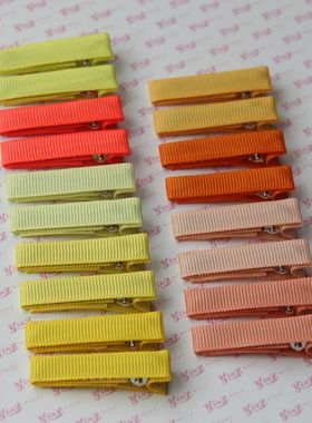 颖子手工正品 儿童发饰头饰 黄橙色系简约边夹全包布刘海夹替换夹