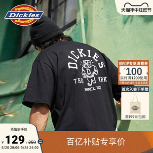 男女情侣 T恤 后背卡通印花圆领宽松短袖 Dickies24春夏新品