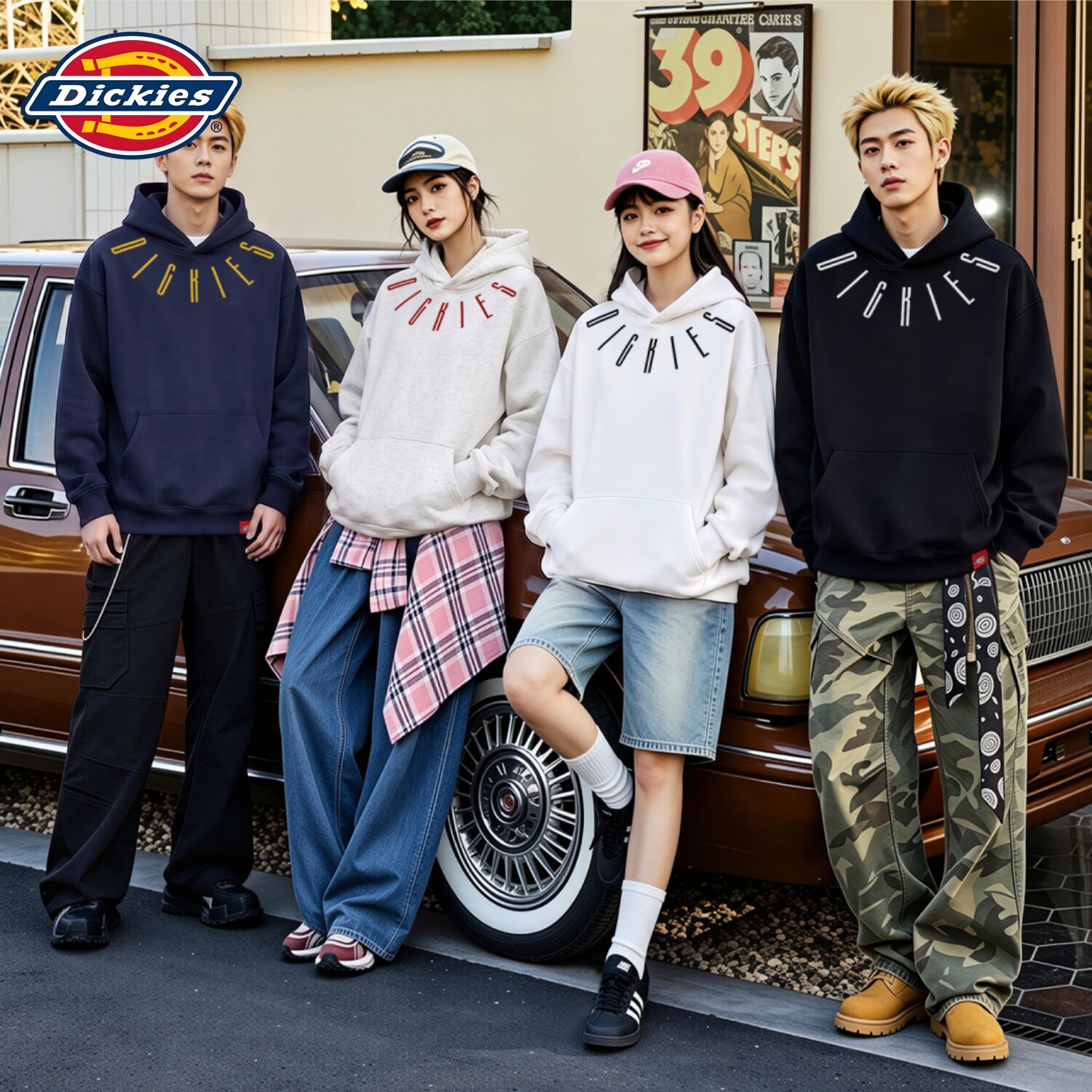 Dickies正品刺绣男装潮流连帽卫衣男宽松休闲情侣装女秋季外套ZJ