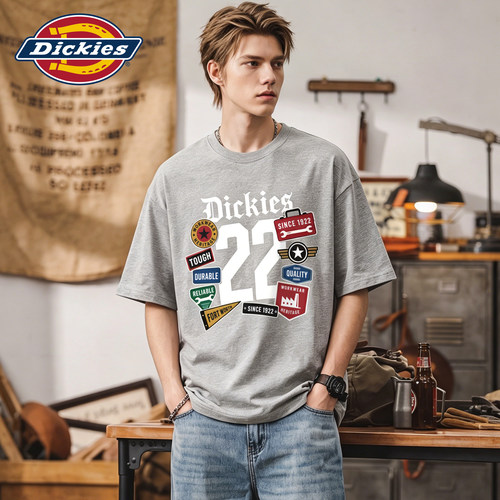 Dickies帝酷适索罗娜凉感短袖T恤男士夏季潮牌字母徽章印花上衣M