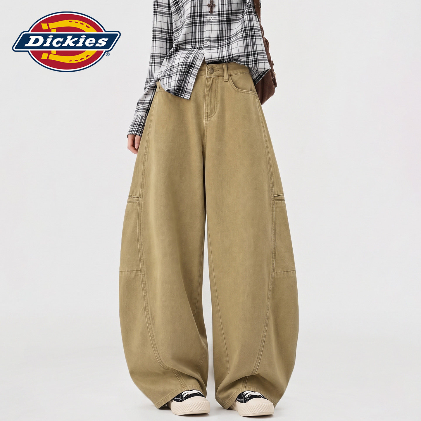 Dickies帝酷适美式工装百搭高腰弯刀牛仔裤女宽松显瘦时尚阔腿裤Y