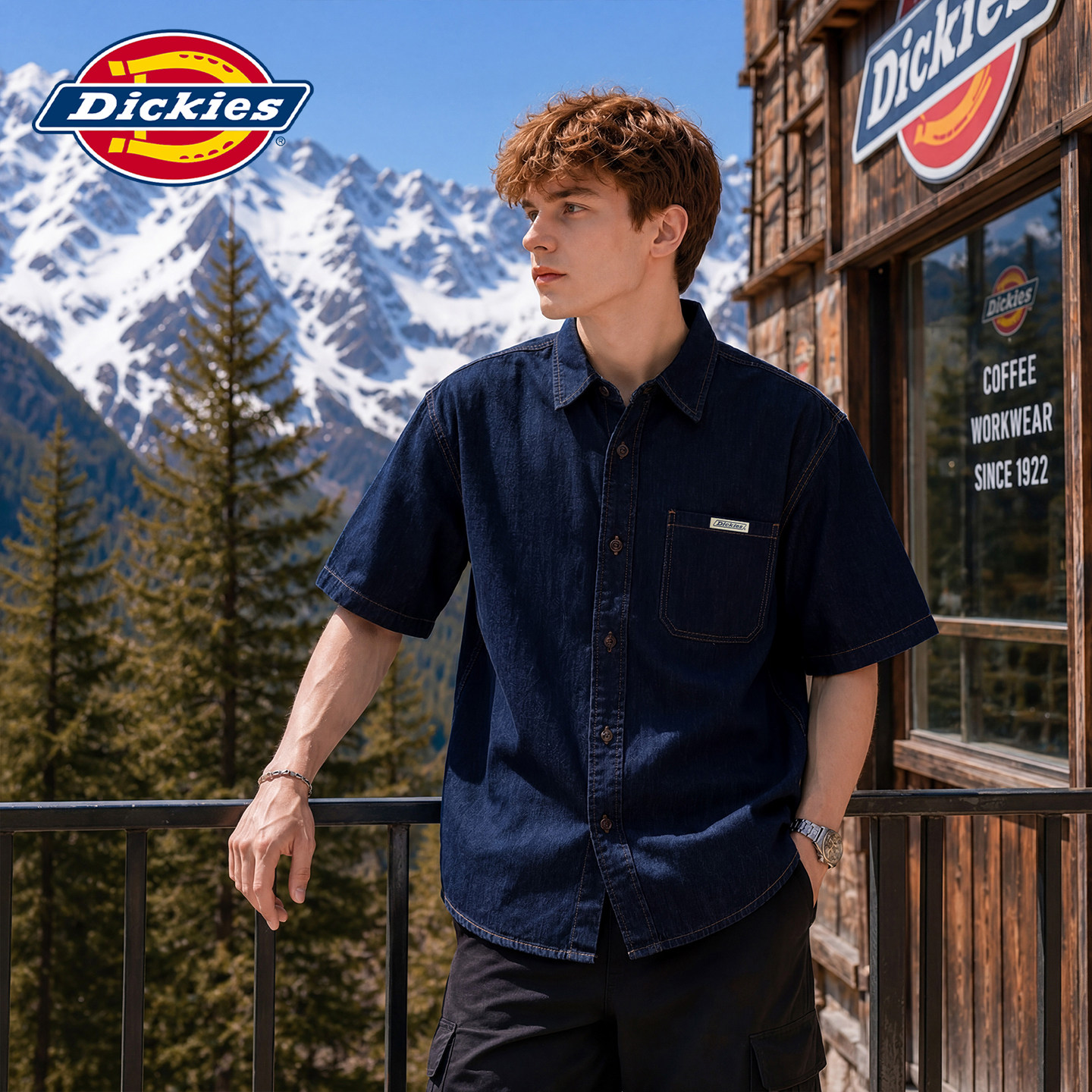 Dickies新款宽松短袖牛仔衬衫图片