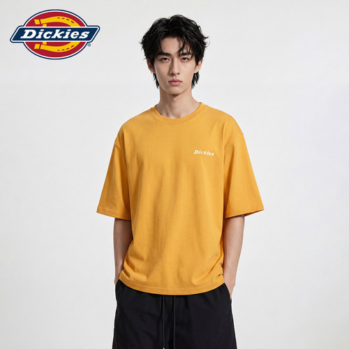 Dickies帝酷适男士宽松T恤简约小标微弹短袖日常通勤休闲上衣J