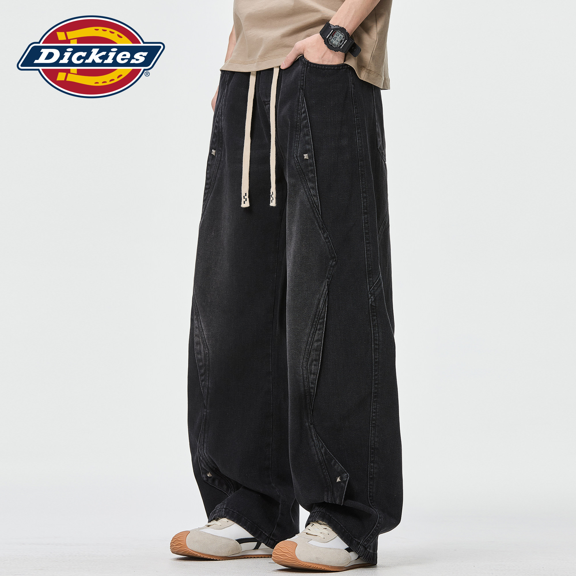 Dickies帝酷适工装宽松弯刀牛仔裤男秋季美式休闲直筒阔腿长裤子M