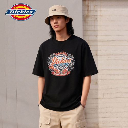 Dickies帝酷适休闲短袖男新款复古潮牌纯棉简约印花垂感上衣T恤M