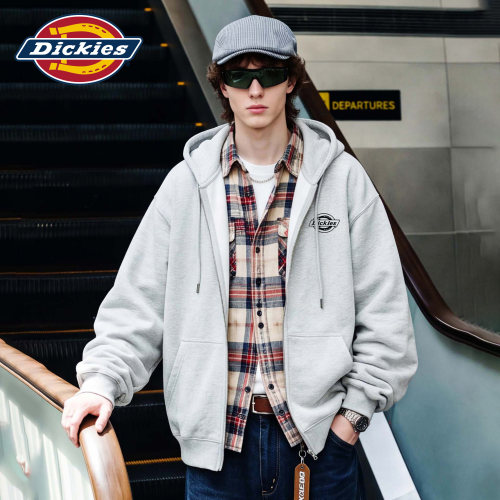 Dickies品牌印花连帽开衫卫衣男