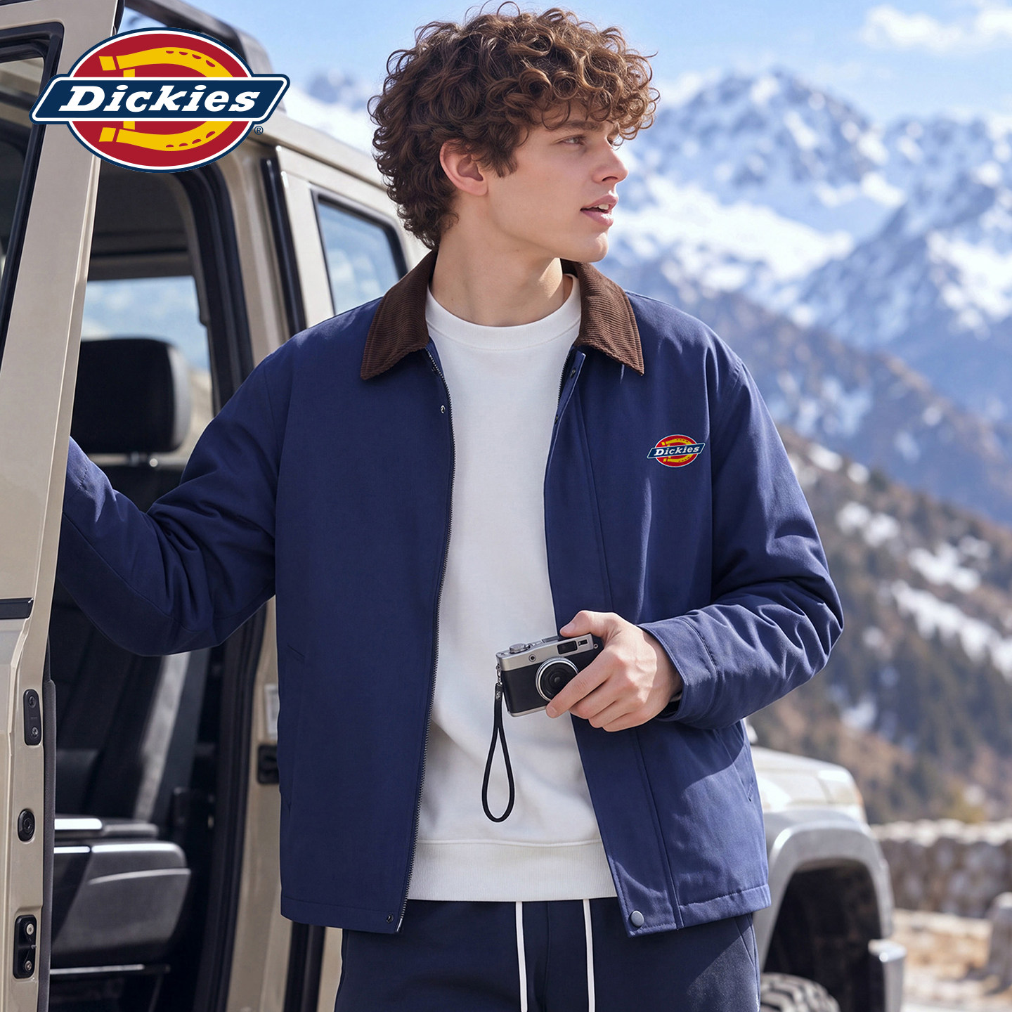 Dickies帝酷适秋冬季潮牌经典小标撞色翻领防风外套男士休闲夹克Y