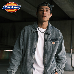 Dickies帝酷适外套2025秋冬老爹风水洗重磅牛仔底特律IKE夹克外套