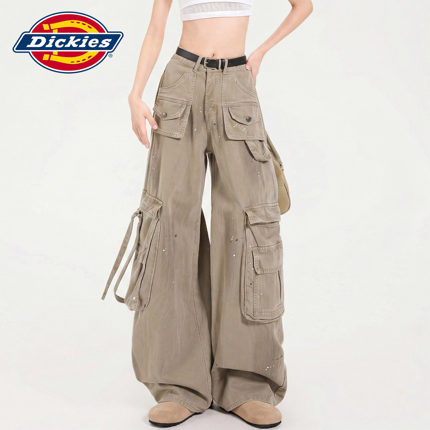 Dickies帝酷适美式街头风多口袋阔腿工装裤女夏季宽松时髦拖地裤Y