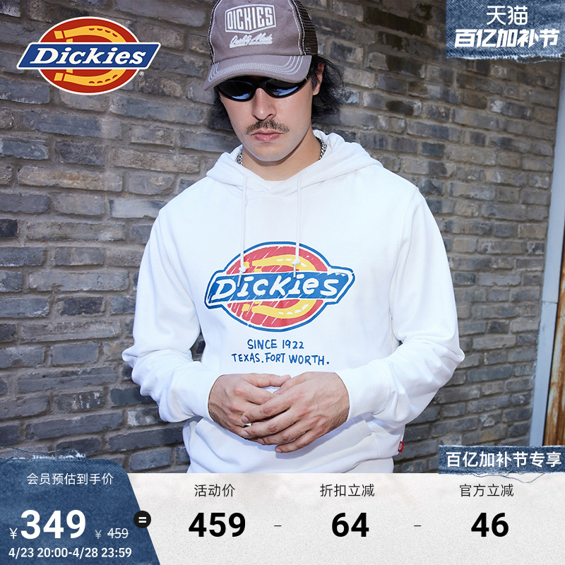 Dickies 手绘感LOGO印花休闲春夏连帽毛圈卫衣 男女情侣