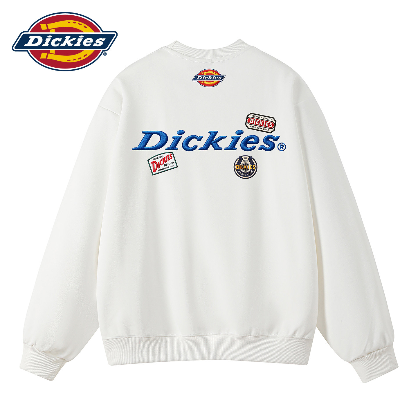 Dickies秋冬品牌标识刺绣logo圆领卫衣男女保暖情侣套头打底衫J