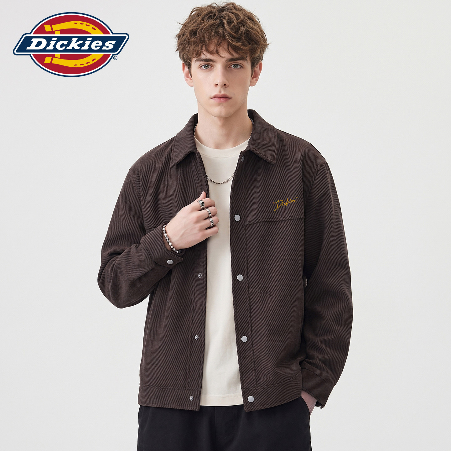 Dickies帝酷适美式休闲印花开衫外套男士秋冬季新款宽松翻领夹克Y
