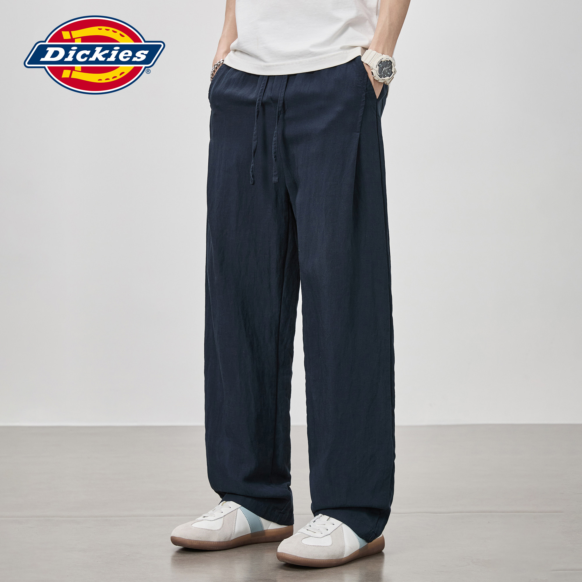【莱赛尔】Dickies帝酷适亚麻休闲裤男夏季薄款宽松直筒弯刀裤子M