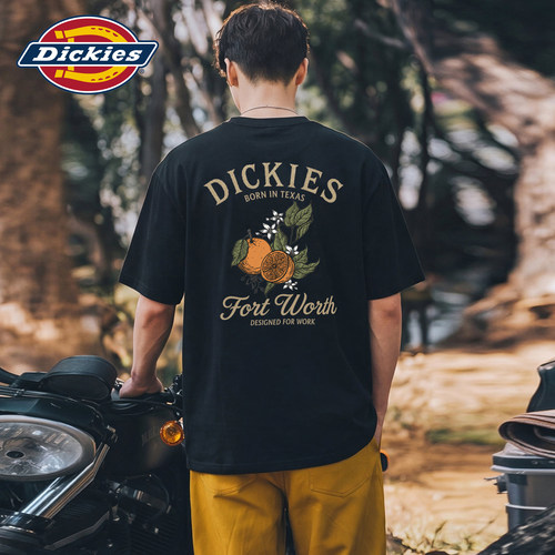 Dickies帝酷适美式纯棉圆领短袖T恤男夏季潮牌橙子印花宽松上衣M