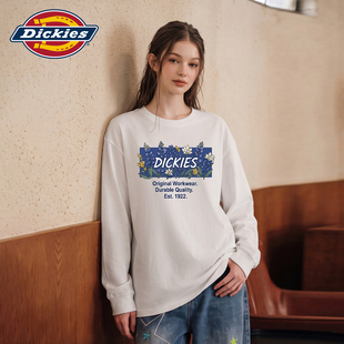 Dickies帝酷适2026秋纯棉长袖T恤女款字母印花百搭潮流舒适上衣m