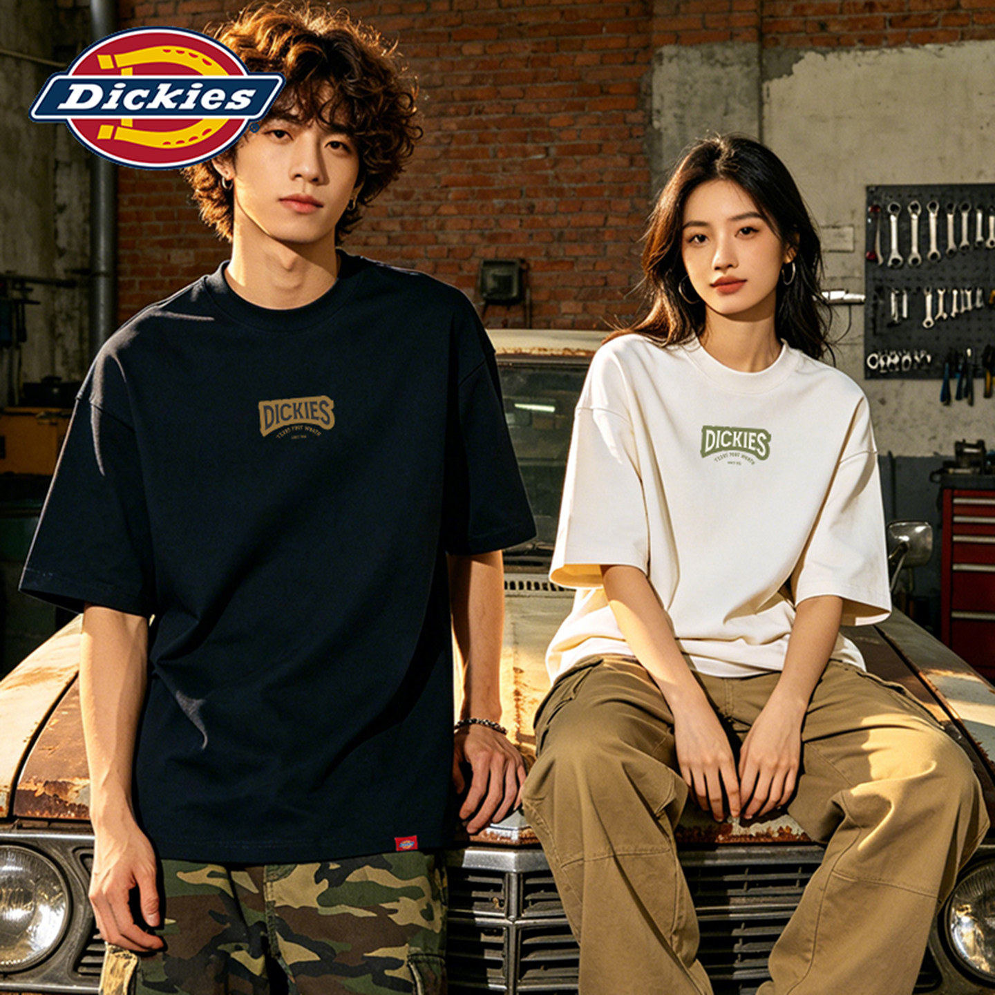 Dickies帝酷适宽松背后字母印花休闲短袖T恤男女情侣美式风格YHJ