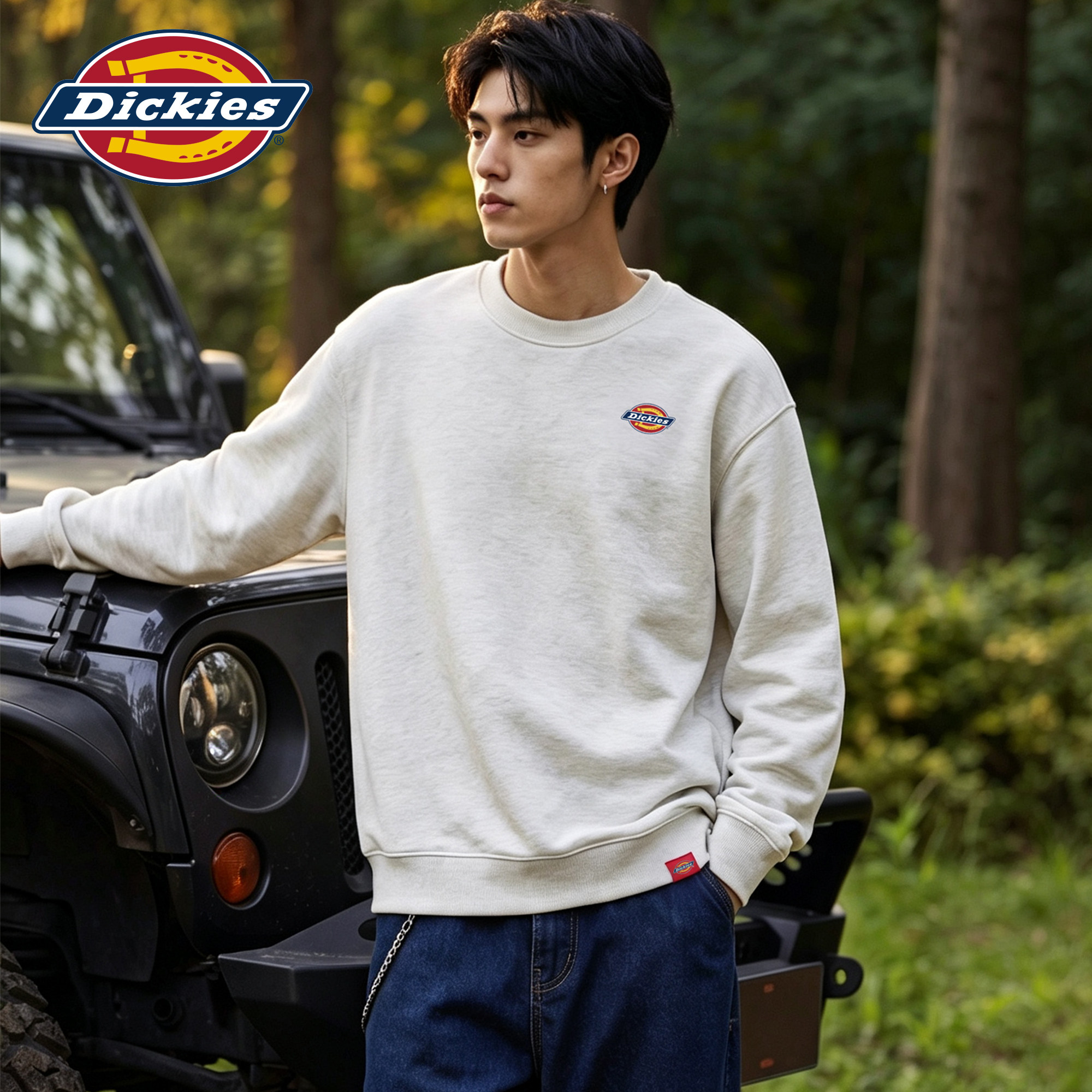 Dickies帝酷适美式宽松圆领卫衣男秋季潮流百搭休闲长袖情侣上衣M