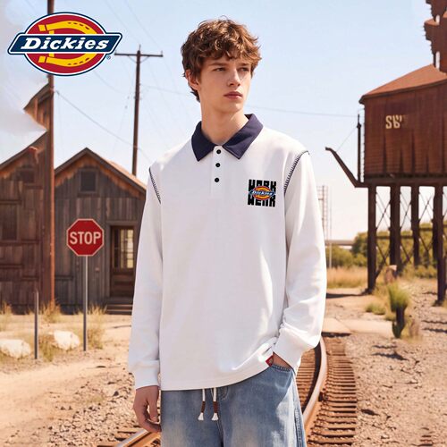 Dickies美式字母印花翻领卫衣男
