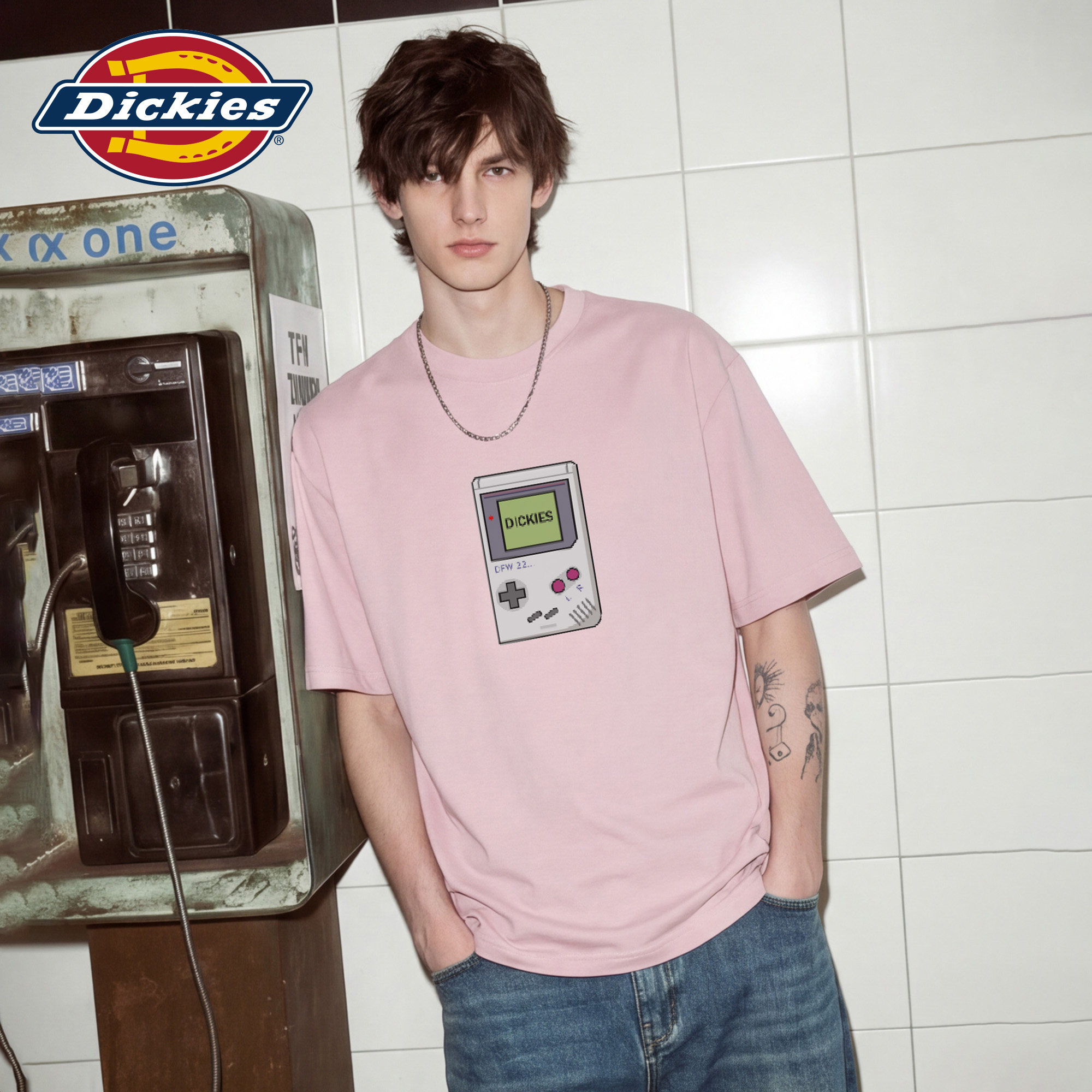 Dickies帝酷适游戏机印花短袖T恤男款夏季重磅纯棉百搭半袖上衣M