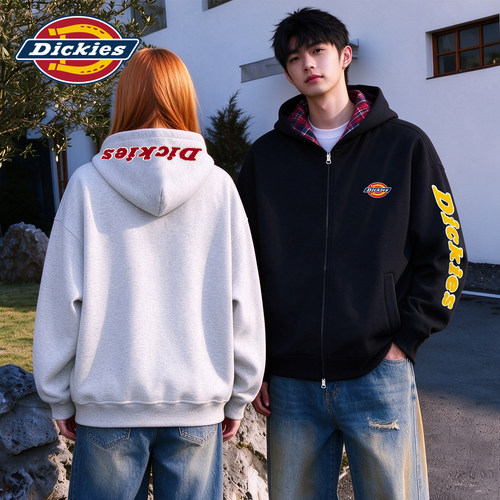 Dickies美式格纹连帽开衫卫衣