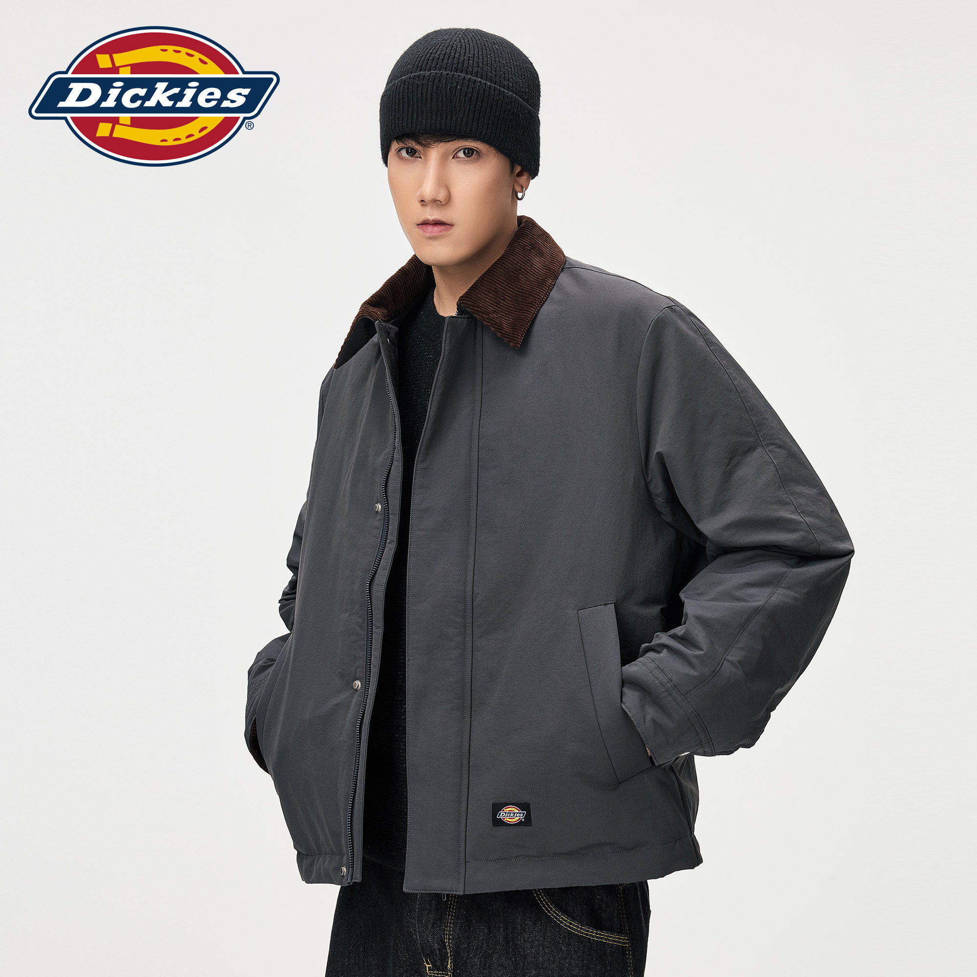 Dickies帝酷适异色翻领工装羽绒服夹克男秋冬季防寒保暖潮牌外套M