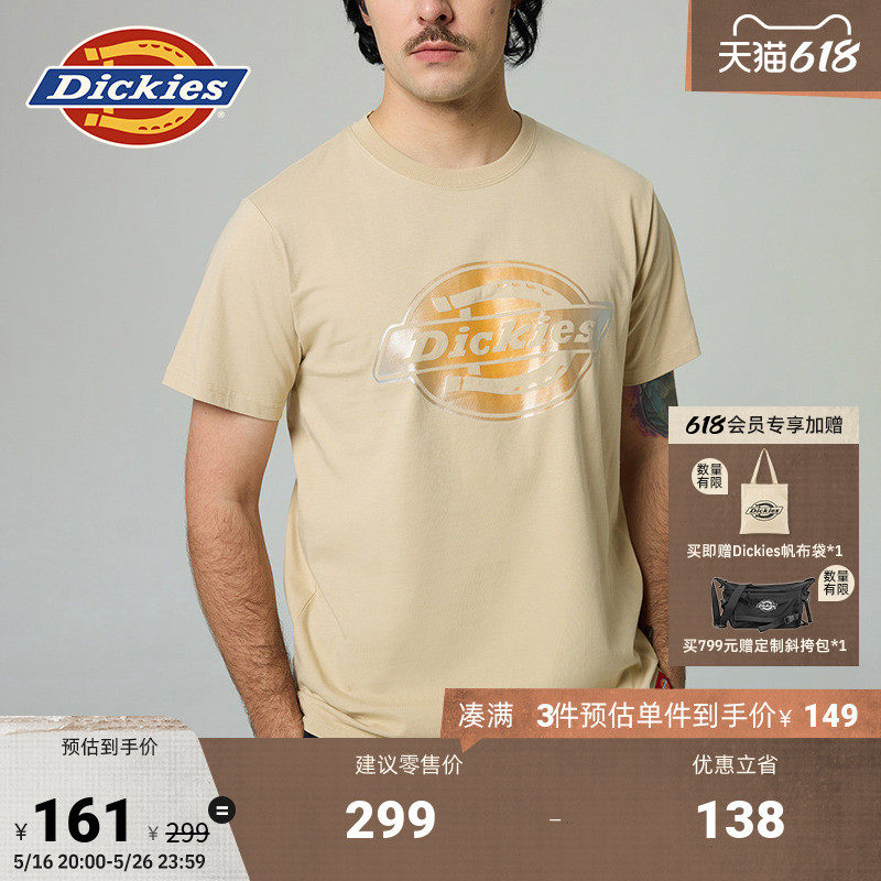 Dickies25春夏新款 前胸镭射大LOGO图案印花短袖T恤 男女情侣