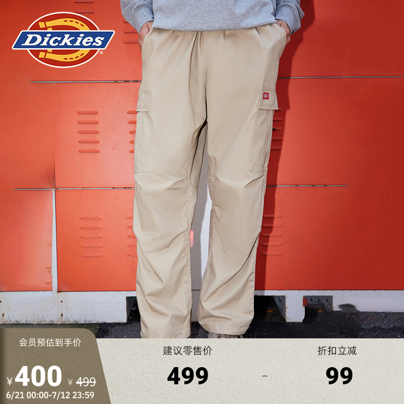 Dickies 橡筋腰头多口袋纯棉休闲宽松春夏款工装裤 男女情侣