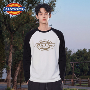 潮牌美式 Dickies帝酷适插肩袖 春季 t恤男款 复古撞色设计体恤A 长袖