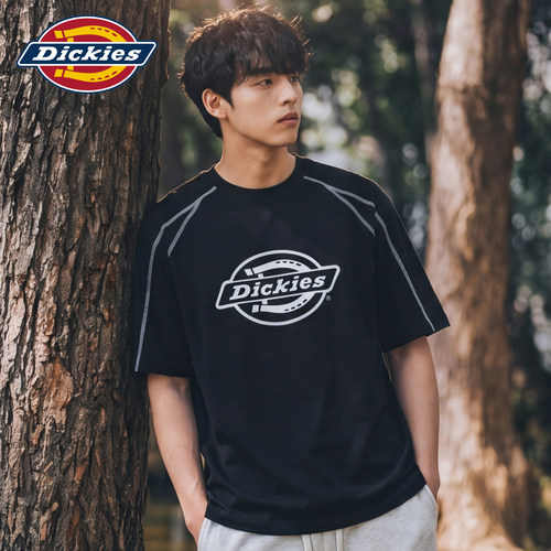 Dickies帝酷适索罗娜冰丝短袖T恤男款夏季明线撞色休闲宽松上衣M