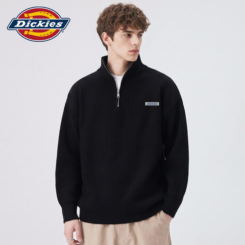 Dickies美式半拉链高领套头毛衣
