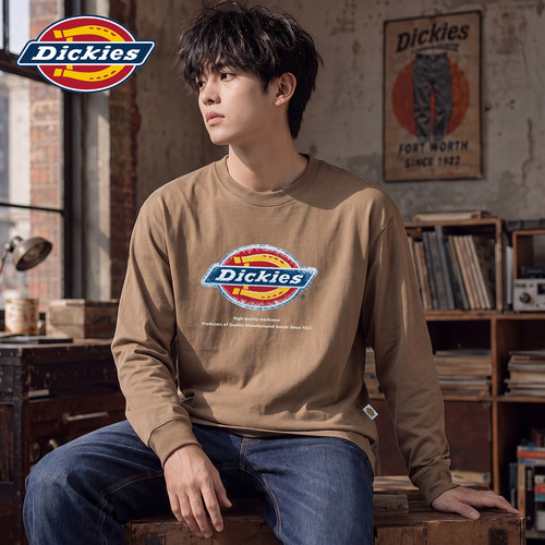 Dickies经典印花圆领套头长袖T恤