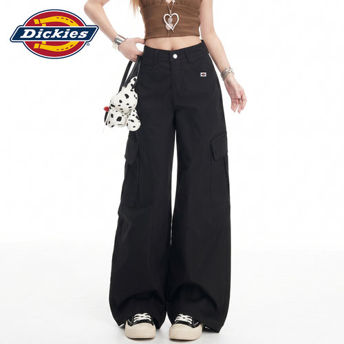 Dickies帝酷适黑色阔腿牛仔裤子Y