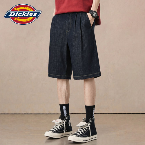 【莱赛尔亚麻】Dickies帝酷适复古牛仔短裤男夏季薄款宽松五分裤M