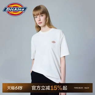 Dickies帝酷适春夏小LOGO刺绣宽松短袖T恤全棉男女同款休闲上衣J