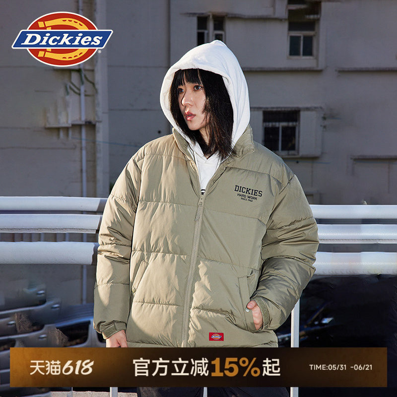 Dickies帝酷适26春秋胸前印花宽松工装棉服立领保暖外套男女情侣J