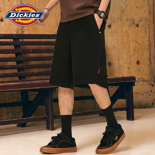 Dickies帝酷适黑色牛仔短裤男夏季美式高街宽松休闲直筒纯棉裤子M