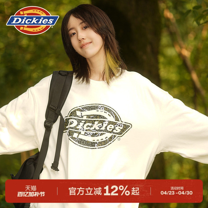 Dickies帝酷适春秋图案logo印花毛圈布内里休闲圆领卫衣男女情侣J