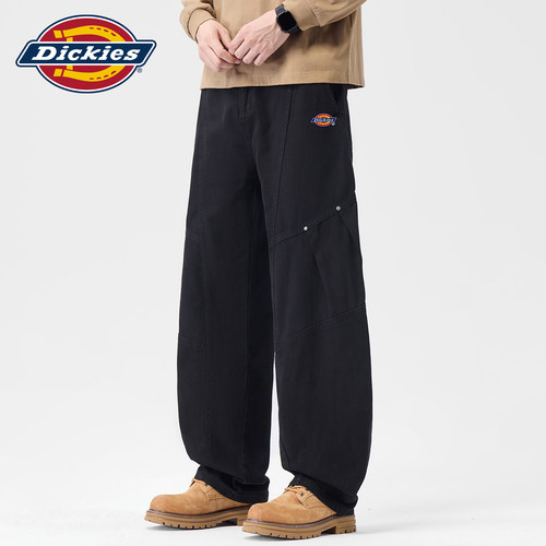 Dickies美式拼接阔腿弯刀工装裤