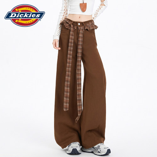 Dickies帝酷适咖色阔腿牛仔裤女Y
