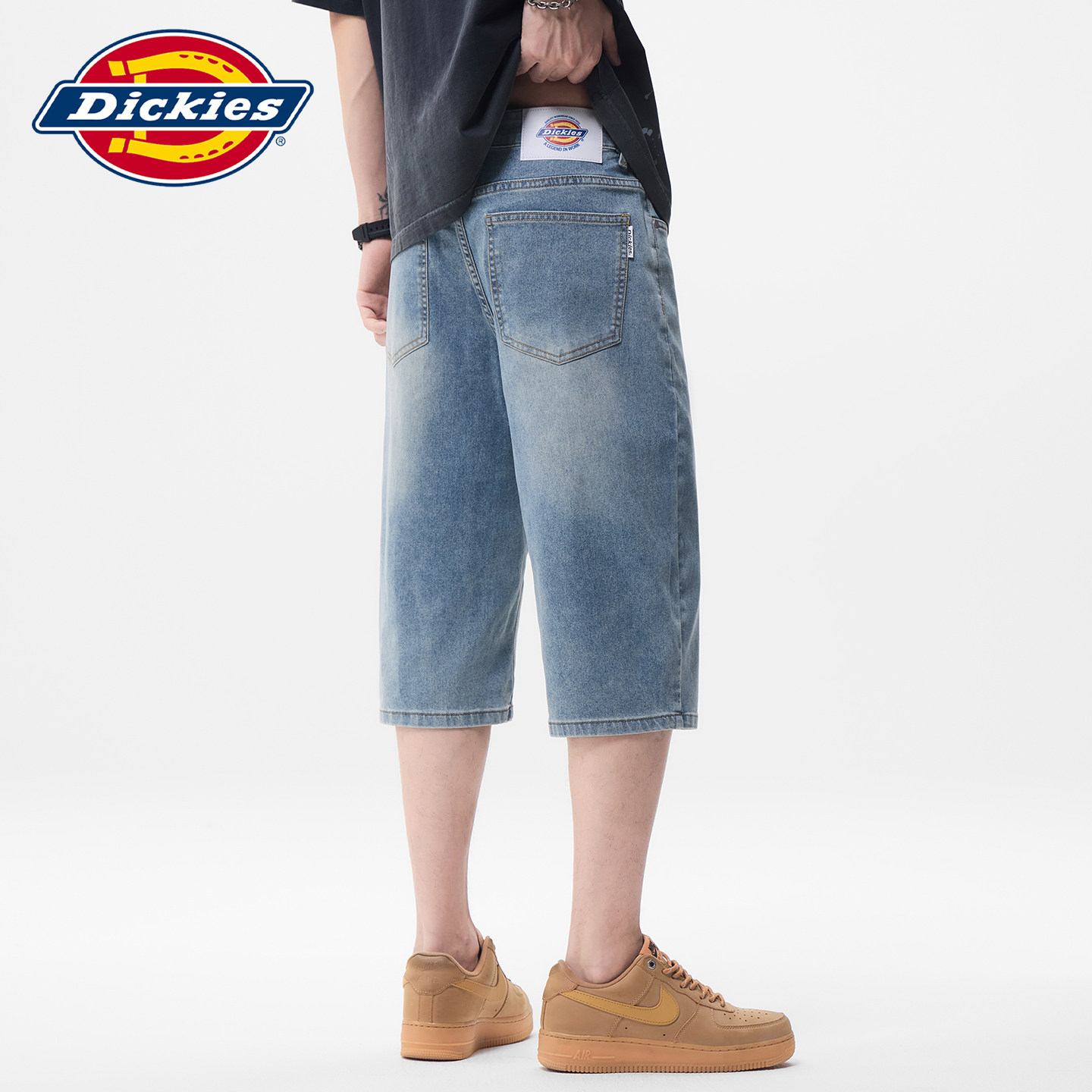 【莱赛尔】Dickies帝酷适薄款水洗牛仔短裤男士夏季直筒七分裤子Y