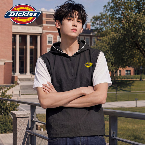 Dickies撞色拼接连帽短袖T恤衫