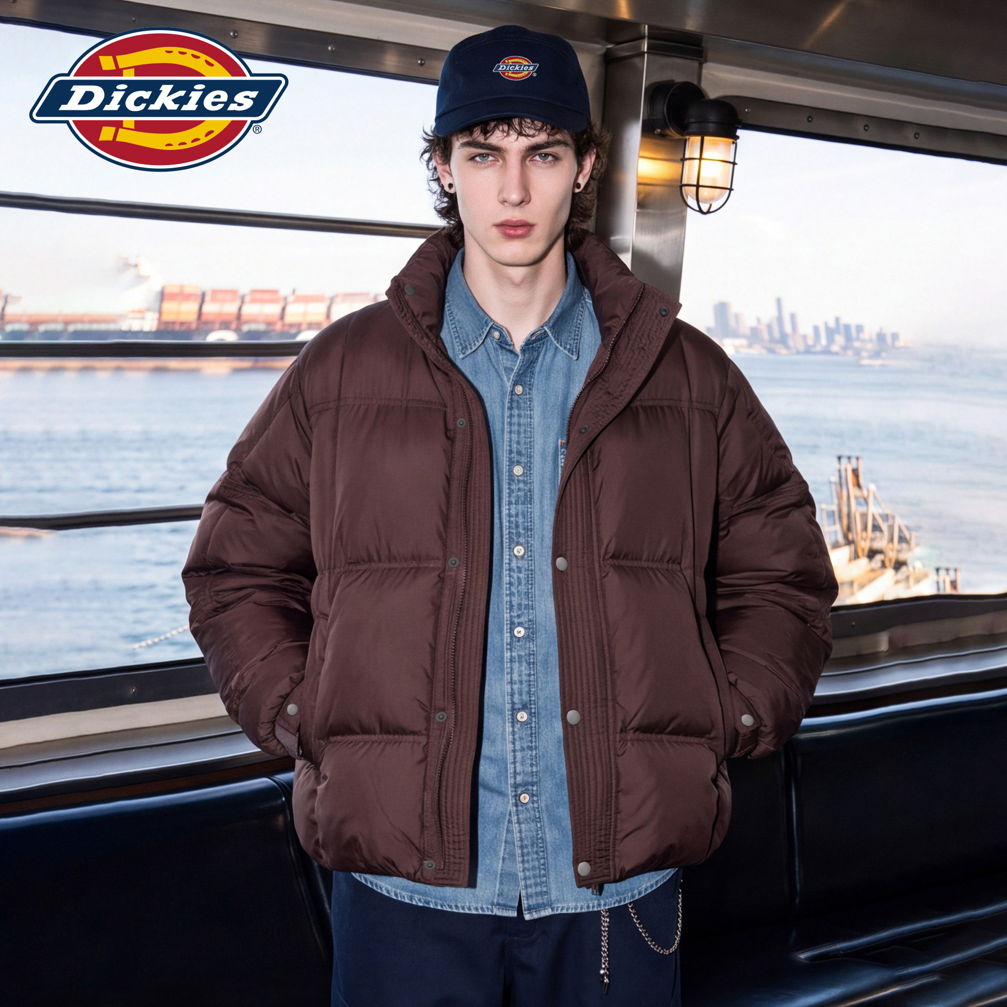 Dickies帝酷适冬季立领羽绒服男宽松加厚保暖面包服90白鸭绒外套M
