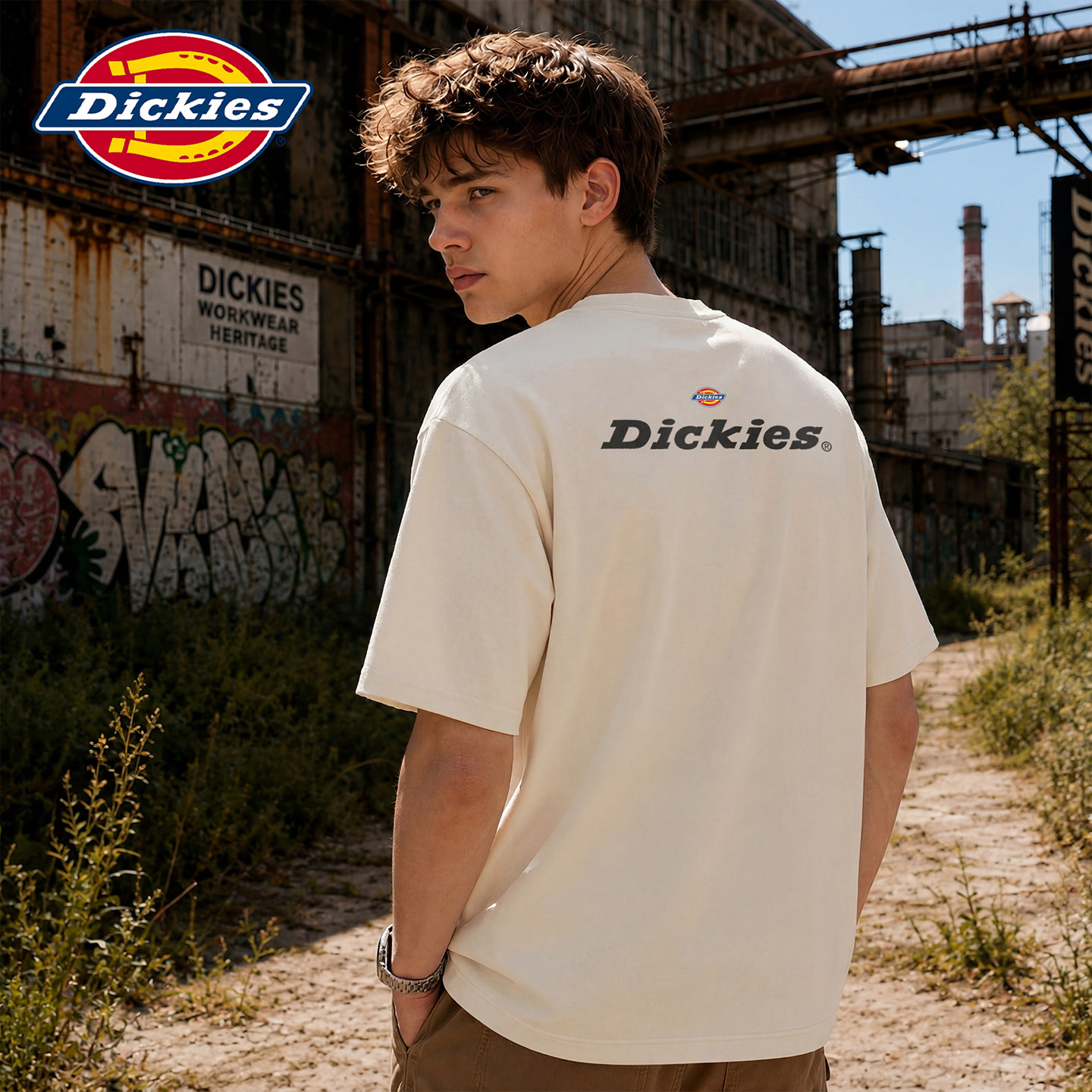 Dickies帝酷适夏季字母印花设计感短袖T恤男士新款圆领薄款上衣Y