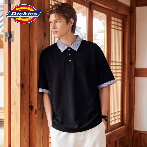 Dickies帝酷适短袖Polo衫男士新款潮牌美式撞色翻领宽松休闲上衣M
