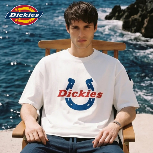 Dickies帝酷适美式纯棉短袖T恤男生夏季马蹄铁字母印花半袖上衣M