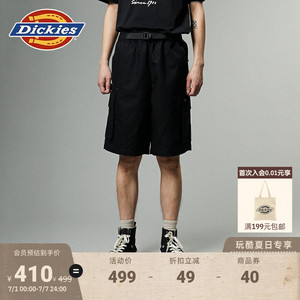 Dickies24春夏新品 轻户外多口袋宽松工装短裤 松紧腰围 男女情侣
