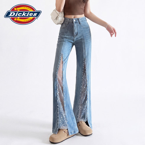 Dickies帝酷适蕾丝微喇牛仔裤女Y