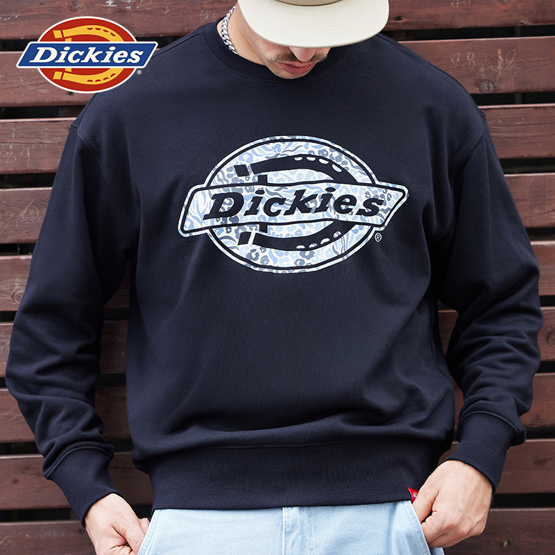 Dickies帝酷适春秋图案logo印花毛圈布内里休闲圆领卫衣男女情侣J