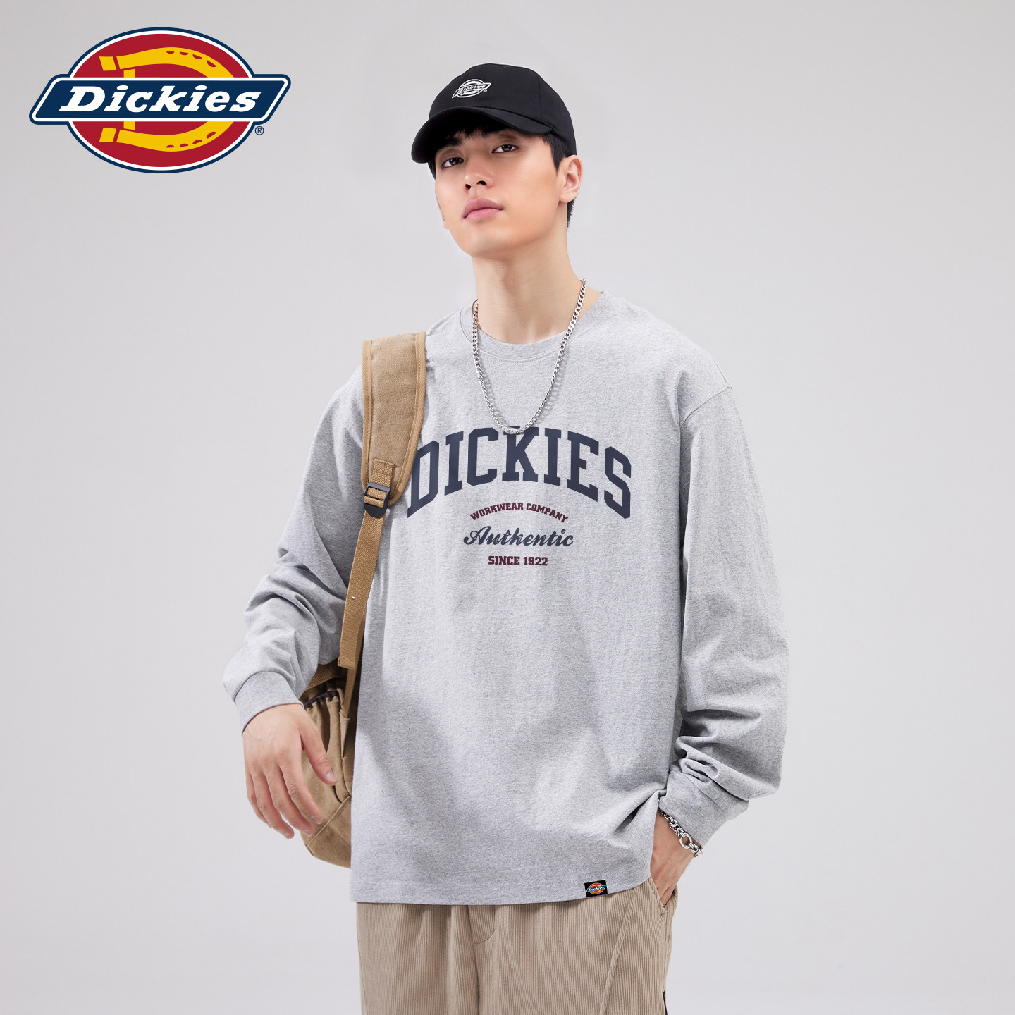 Dickies男士春秋季长袖T恤重磅面料宽松大码街头潮流上衣打底衫A