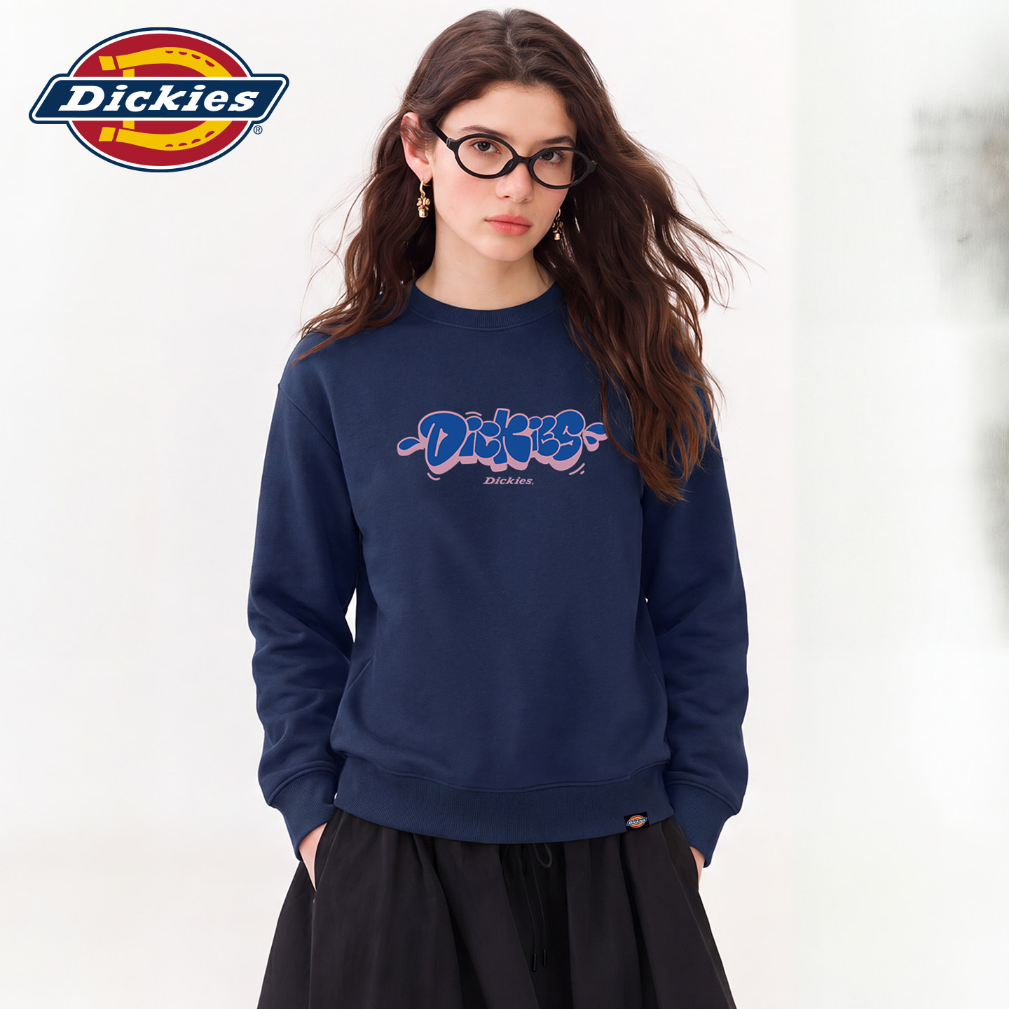 Dickies韩系宽松圆领卫衣女款图片